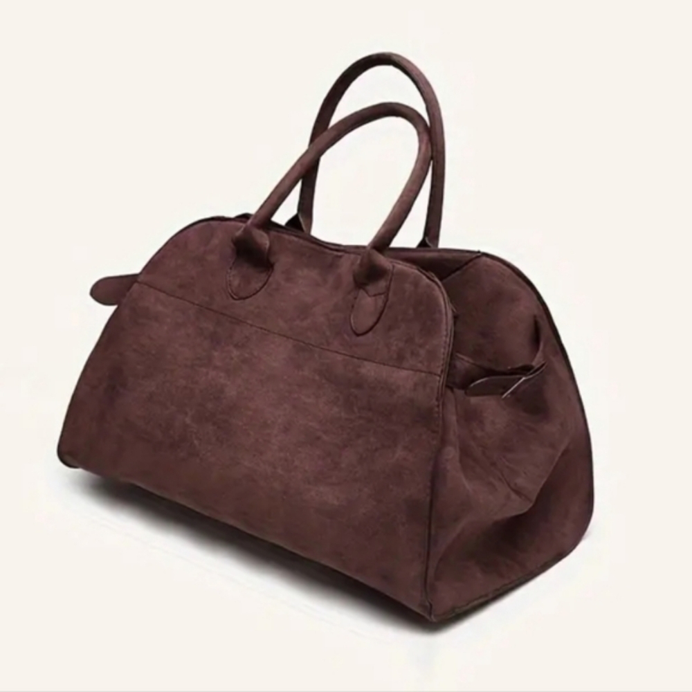 Brown Slouchy Tote with Soft Suede Finish